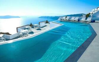 Swimming Pool Greece Santorini Hotel Luxury HD Wallpaper