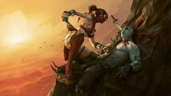 HD Wallpepr Skarlet Mortal Kombat Fatality Dagger Mountain