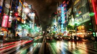 Wallpaper Lighting Building Street Night Tokyo Japan City