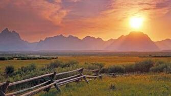 Grassland Sunrise Scenery Desktop Background Wide Wallpaper