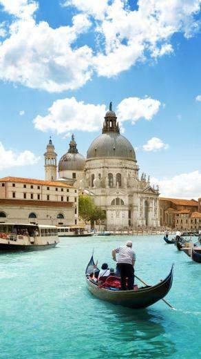 Venice Dome Gondola Light Blue Water Android Wallpaper
