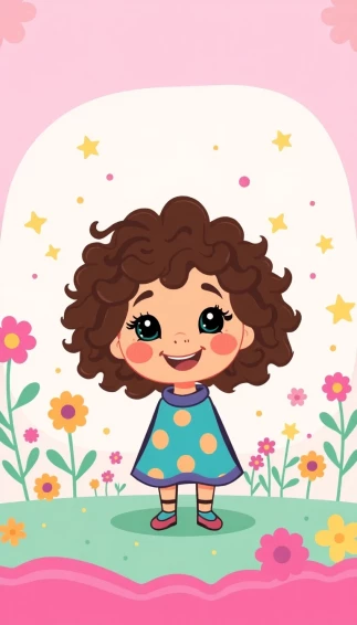 Curly Girl Cartoon Wallpaper