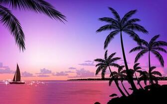 Tropical Beach Sunset Wallpaper