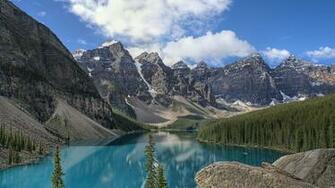 Mountain Lake Forest Trees Landscape Wallpaper Background