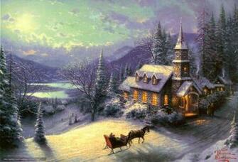 Scaricare Gli Sfondi Thomas Kinkade Pittura Inverno Lunare
