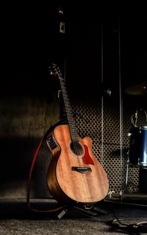 Wallpaper Acoustic Guitar Musical Instrument Brown Music
