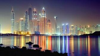 Sea Side City At Night 123mobilewallpaper