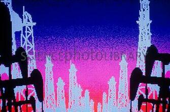 Computer Graphics Image Of An Oilfield Stock T110