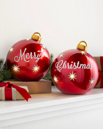 Lighted Tabletop Merry Christmas Ornaments Balsam Hill