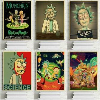 Rick And Morty Cartoon Anime Posters Retro Kraft Wallpaper High