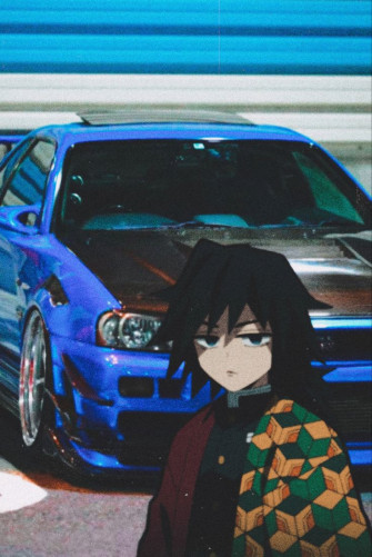 Giyu Tomioka X R34 Skyline Gtr Anime Cute Wallpaper