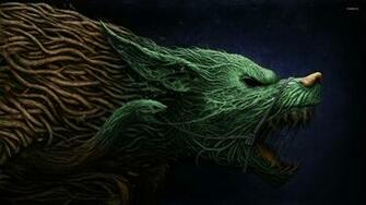 Vine Wolf Wallpaper Artistic