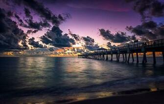 Wallpaper Sea Night Bridge Juno Beach Pier Image For Desktop