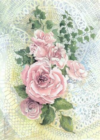 Roses And Lace Painting By Lois Mountz
