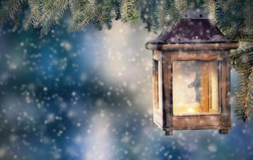 Wallpaper Snow Decoration Tree New Year Christmas Lantern