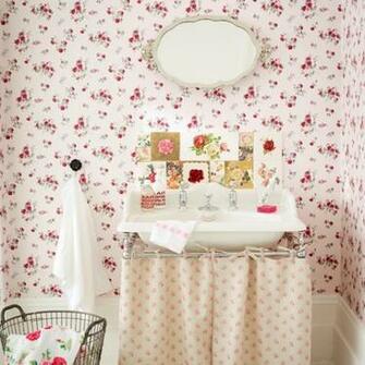 Vintage Rose Bathroom Country Designs Wallpaper