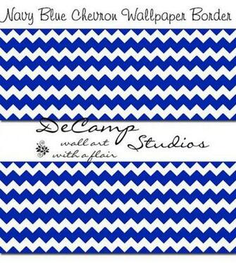 Navy Blue And White Nautical Chevron Wallpaper Wall Art Border Decals