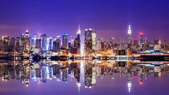 Wallpaper Manhattan New York City Usa River Night Time