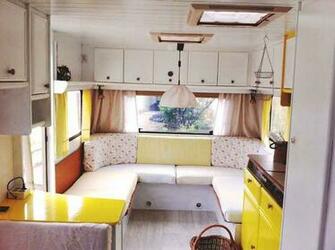 Vintage Trailer Redo In White With Bright Yellow Accents I Really