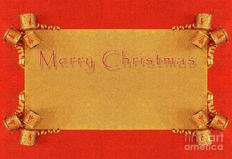 Golden Drums Christmas Frame Background In Flat Lay Photograph By