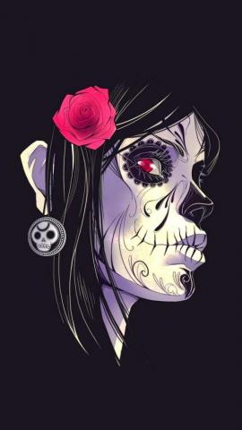 Skeleton Girl Skull Wallpaper Sugar Art