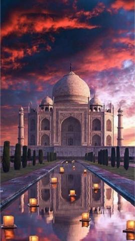 Taj Mahal HD Sunset Picture Background Wallpaper iPhone