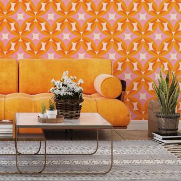 Orange Retro Geometric Wallpaper The Wallberry