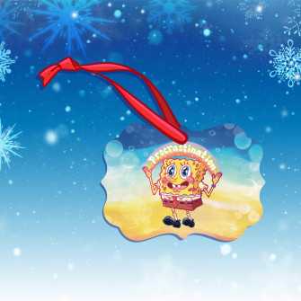 Spongebob Procrastination Holiday Christmas Tree Ornament Hand