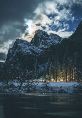 4k Dark Clouds With Snowy Mountain iPad Wallpaper