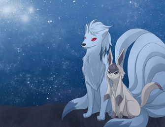 Commission Ninetales And Glaceon By Shiranukii