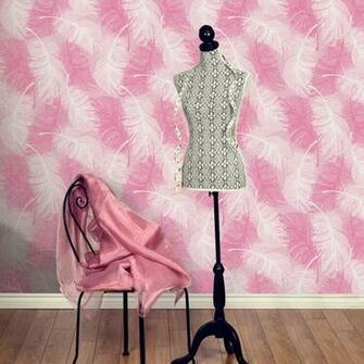 Coloroll Feathers Wallpaper Powder Pink