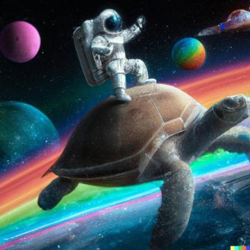 David Schnurr On An Astronaut Surfing A Sea Turtle