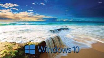 Windows Blue Text Logo On The Golden Beach Wallpaper Computer