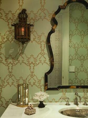 Tortoise Shell Mirror Transitional Bathroom Thornton Designs