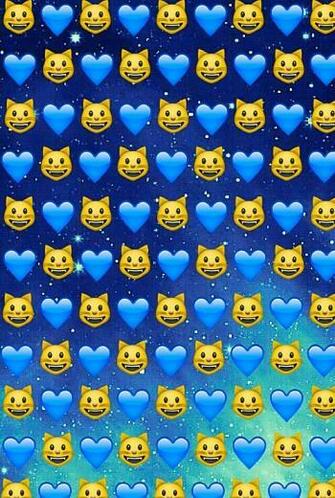 Background Cats Emoji Galaxy Hearts Space Stars Wallpaper