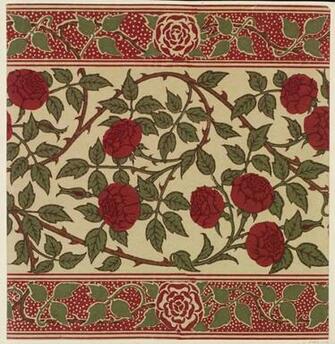 Portion Of A Frieze For Use With The Rosamund Wallpaper Red Roses