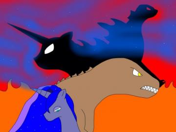 Safe Artist Mega Gojira Nightmare Moon Princess Luna