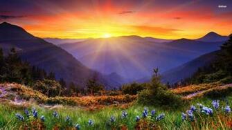 Wallpaper Mountain Sunrise Spring Nature Jpg