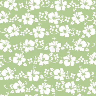 Green Hibiscus Pattern Traditional Hawaiian In