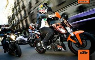 Ktm Duke 125cc With Red Bull Helmet Wallpaper