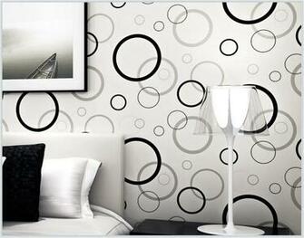 Black Grey Circle On White Texture Embossed Wallpaper Roll