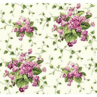 York Wallcoverings Er8101 Waverly Cottage Sweet Violets Wallpaper