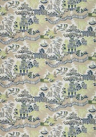 Luzon Wallpaper In Navy On Beige From The Enchantment Collection