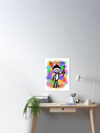 Gg Artist Stick Figure Be Creative Paint Splotch Background
