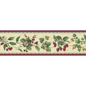 Floral And Berry Wallpaper Border Burgundy Beige Walmart