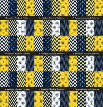 Nautical Navy Blue Yellow And White Chevron Anchors Compasses