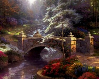 Thomas Kinkade Bridges Wallpaper
