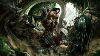 Wallpaper Man Warrior Dragon Battle Weapons 4k
