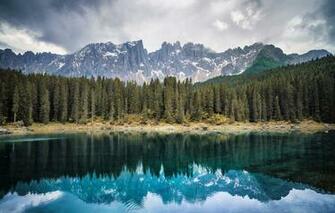 Wallpaper Forest Mountains Lake Italy Bolzano Carezza