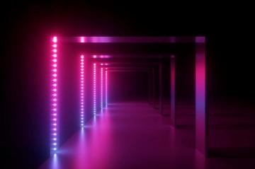 3d Render Abstract Pink Blue Neon Background Fashion Podium In